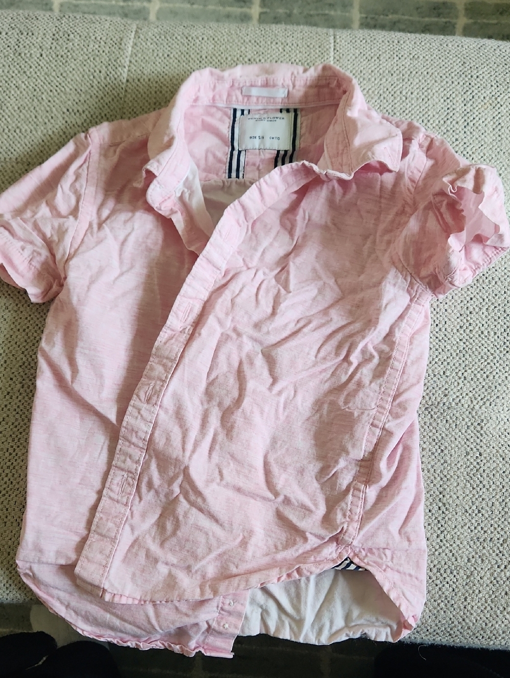 Denim & Flower Light Pink Short-Sleeve Button-Down Shirt